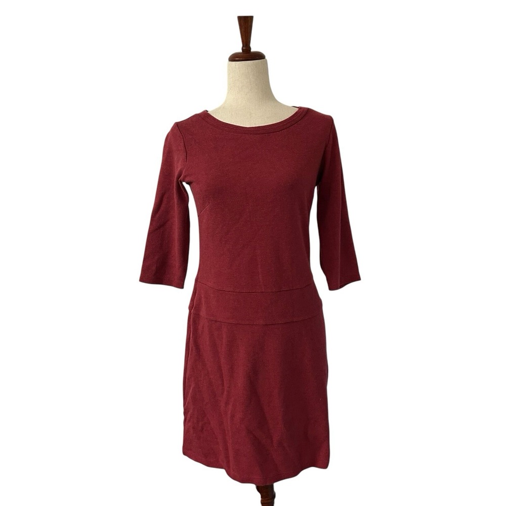 Horny Toad Women's Maroon‎ Longsleeve Dress Midi Zipper Closure Size Medium